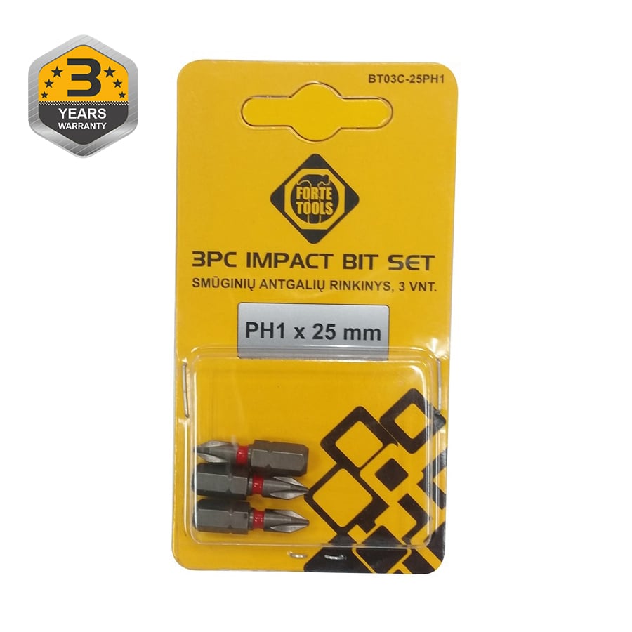 SCREWDRIVER TIPS PH1X25MM 3PCS.