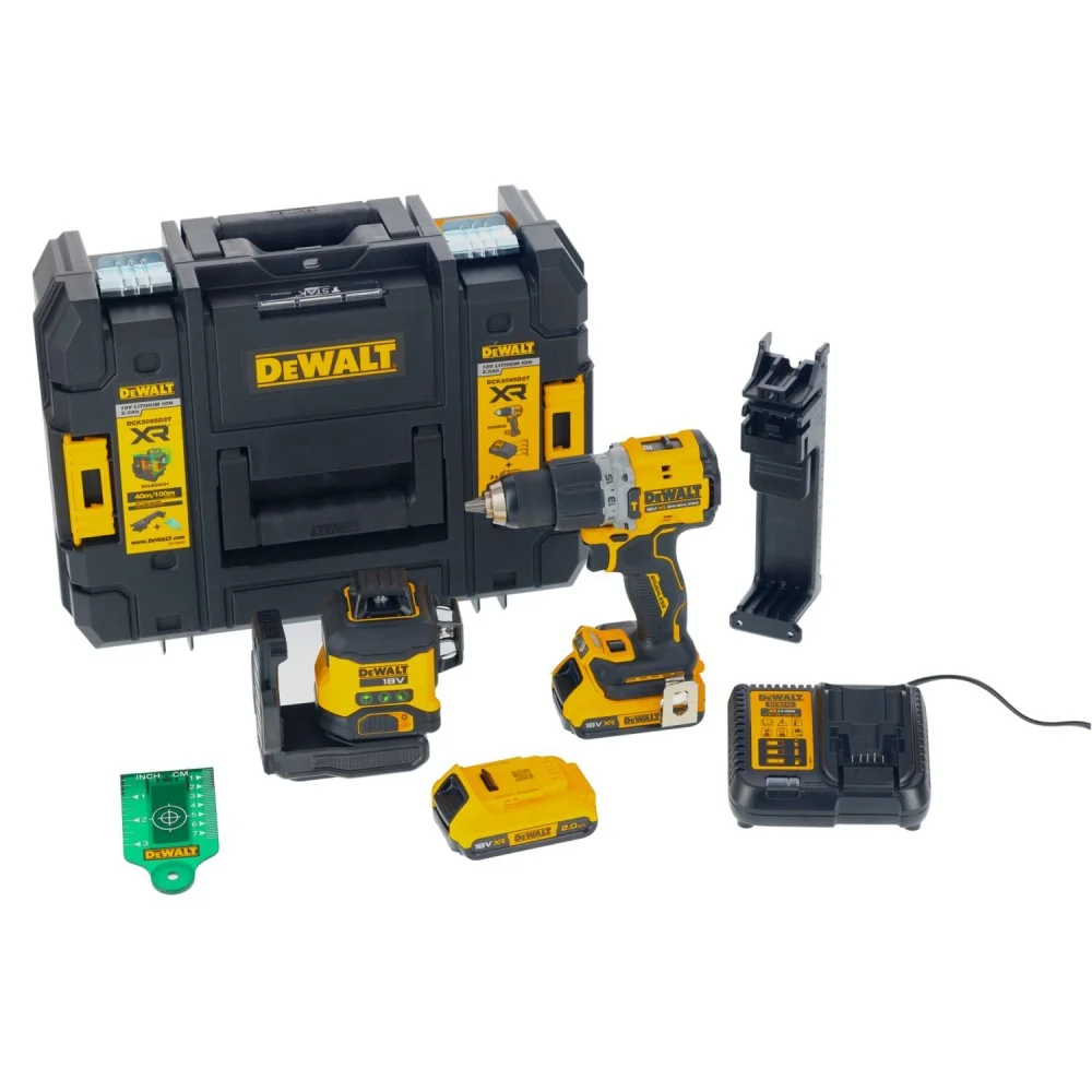 DeWALT 2 Tool Set 18V 2x2Ah TSTAK (DCD800+Laser DCLE34031)