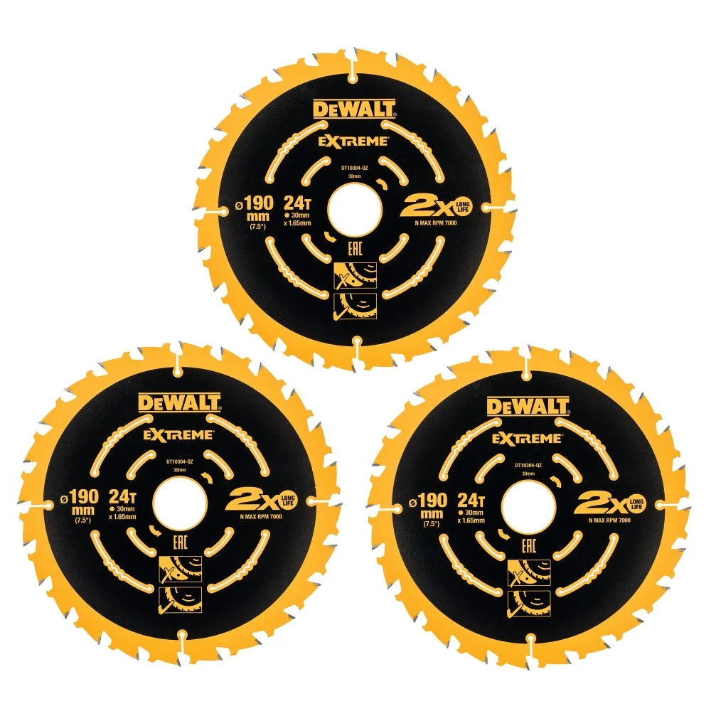 DeWALT Zāģripas EXTREME 3 x 190 24T