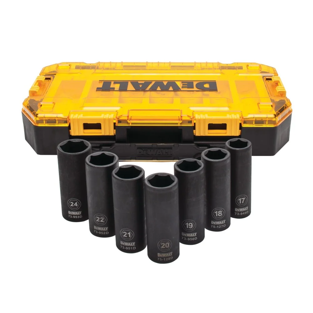 DeWALT Импульсная глубокая муфта 1/2'' Toughbox 7 шт. (17-24 мм)