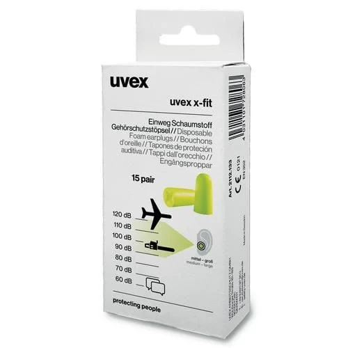 EAR PLUGS X-FIT 37DB 15 PAIRS UVEX