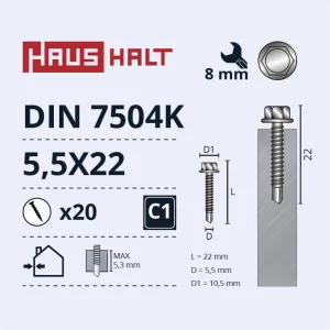 SCREW SELF-TAP.5,5X22 DIN7504K ZN 20PCS BL