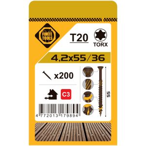 DECK SCREWS T20 4.2X55 BROWN (200)