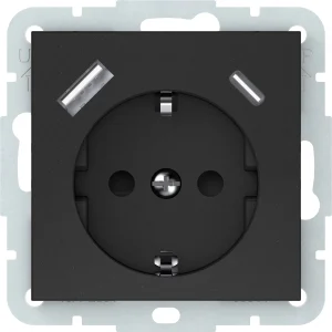 SOCKET WITH BELOW. WITHOUT FRAME BLACK USB-A+USB-C