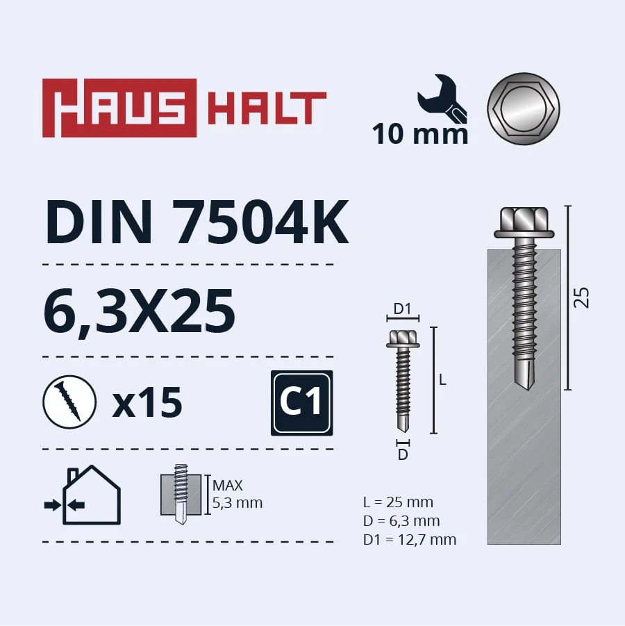 ШУРУП САМОРЕЗ 6,3X25 DIN7504K ZN 15ШТ БЛ