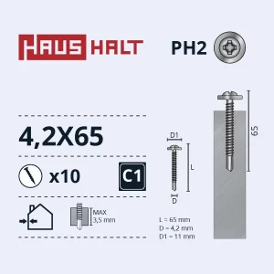 SKRŪV.PAŠG.4,2X65 MET+DRILL ZN 10GB BL