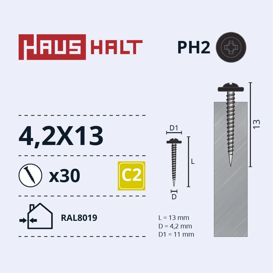 SKRŪV.PAŠG.4,2X13 MET RAL8019 30GB BL