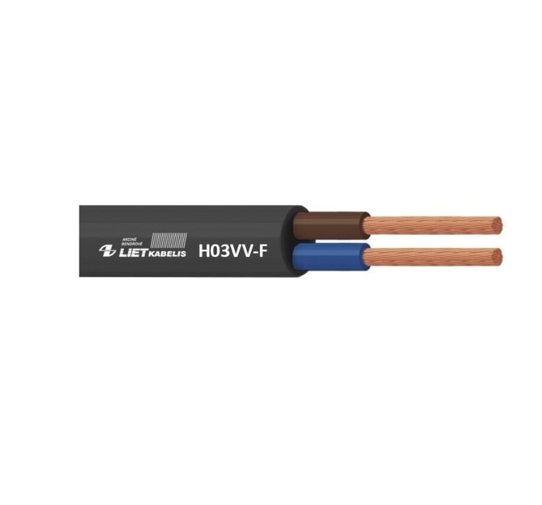KABELIS H03VV-F 2X0.75 MELNS (100)