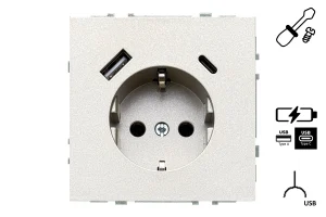 SOCKET+USB A+C IUK-3-01.M/CH MODERN CHAMP