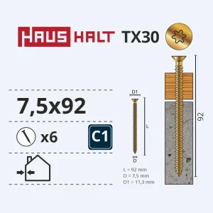 CONCRETE SCREW 7.5X92MM 6PCS