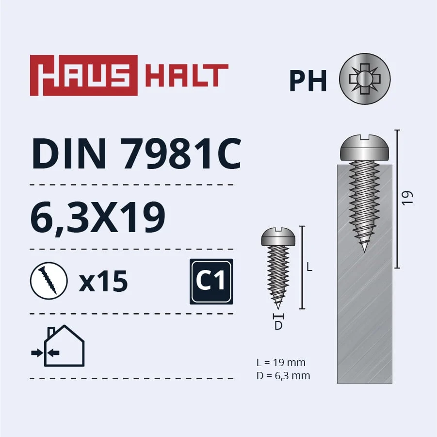 ВИНТ САМОНАР.6.3X19 DIN7981C ZN 15ШТ БЛ