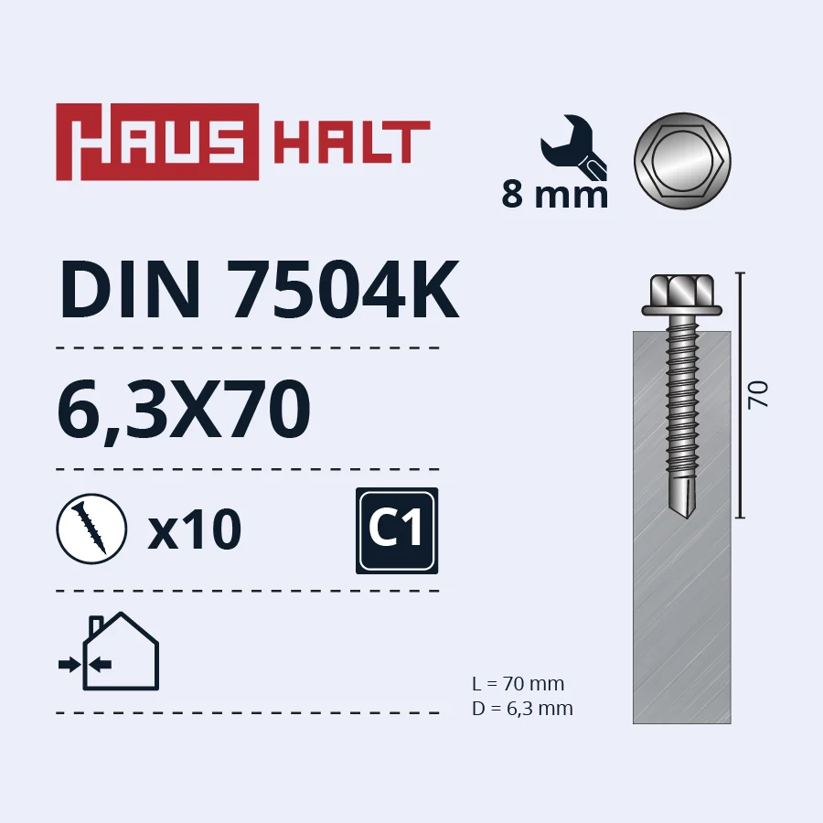 ГВИНТ. САМ. 6.3X70 МЕТ DIN7504K ZN10GB BL