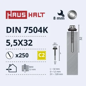 ВИНТ САМОНАРЕЗАЮЩИЙ 5,5X32 DIN7504K (250)