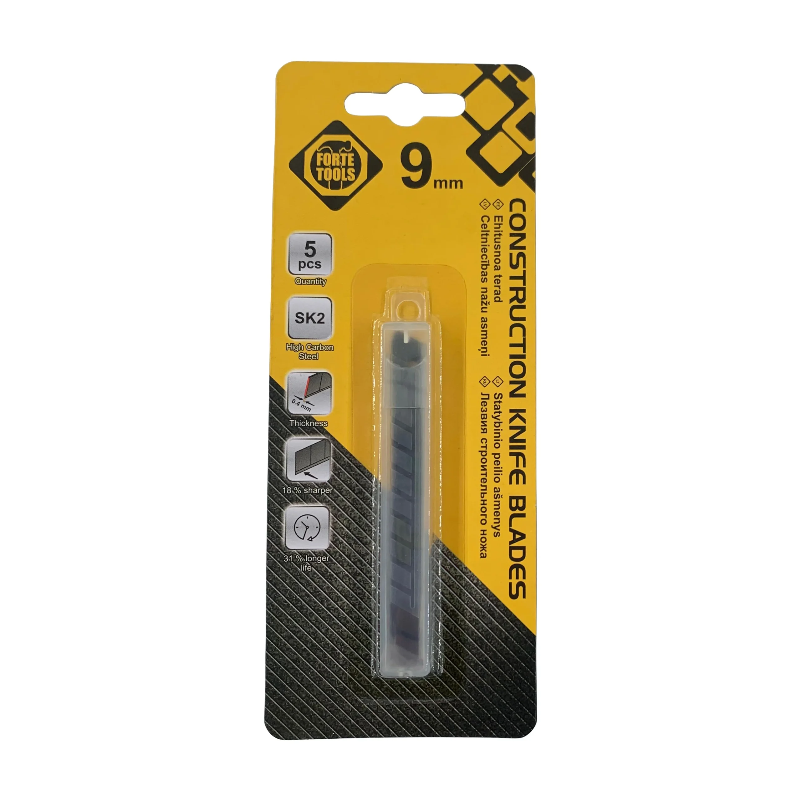 CONSTRUCTION KNIFE BLADES FORTE TOOLS 9MM 5 PCS.