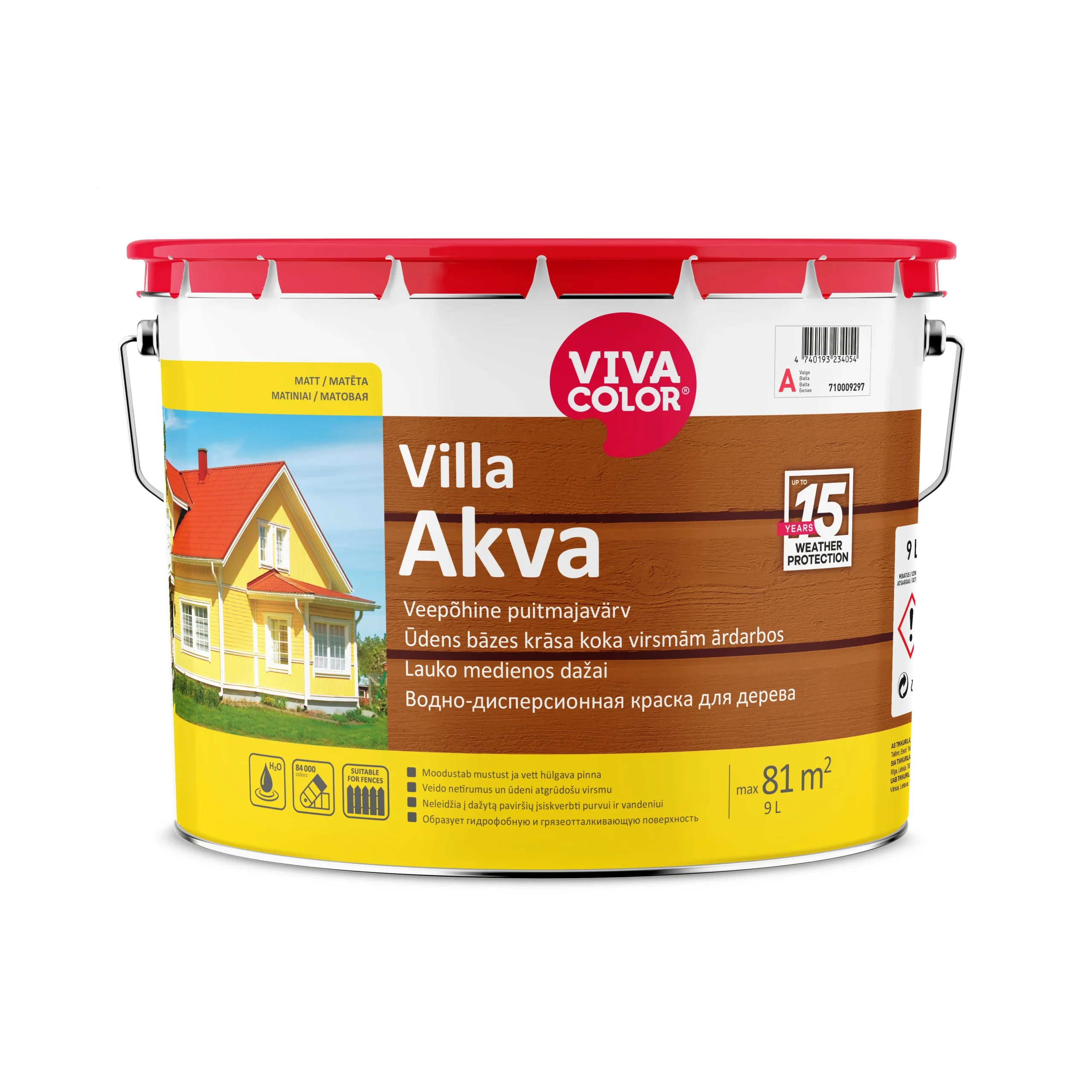КРАСКА ДЛЯ ДЕРЕВА VILLA AKVA A 9,0L