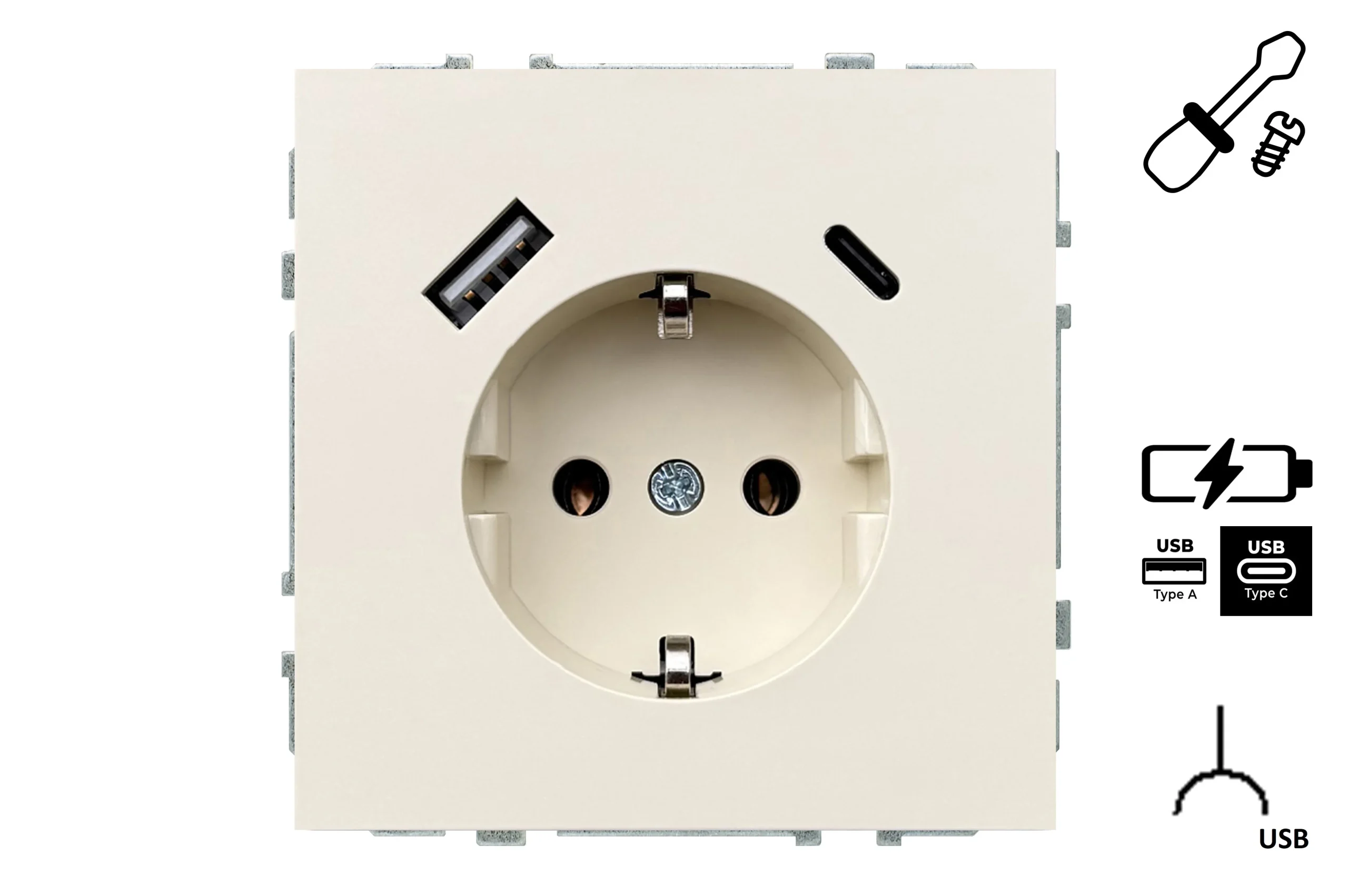 SOCKET+USB A+C IUK-3-01.M/SM MODERN SMIL