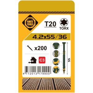 TERASES SKRŪVES T20 4.2X55 GREEN (200)