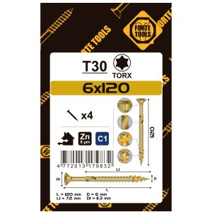 Винт древесный SCR T30 6.0X120/72 YELL ZN4