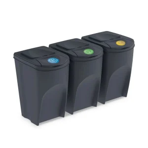 WASTE BINS SET 3X35L BLACK