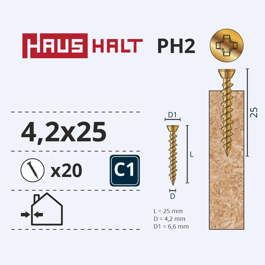 FINIERA SKRŪVE 4.2X25 CINKOTA 20GAB