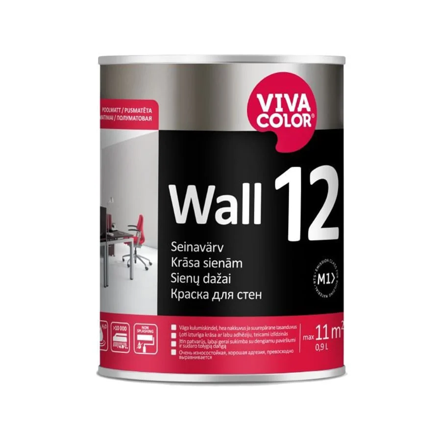 KRĀSA SIENĀM WALL 12 A PUS-MATĒTA 0.9L