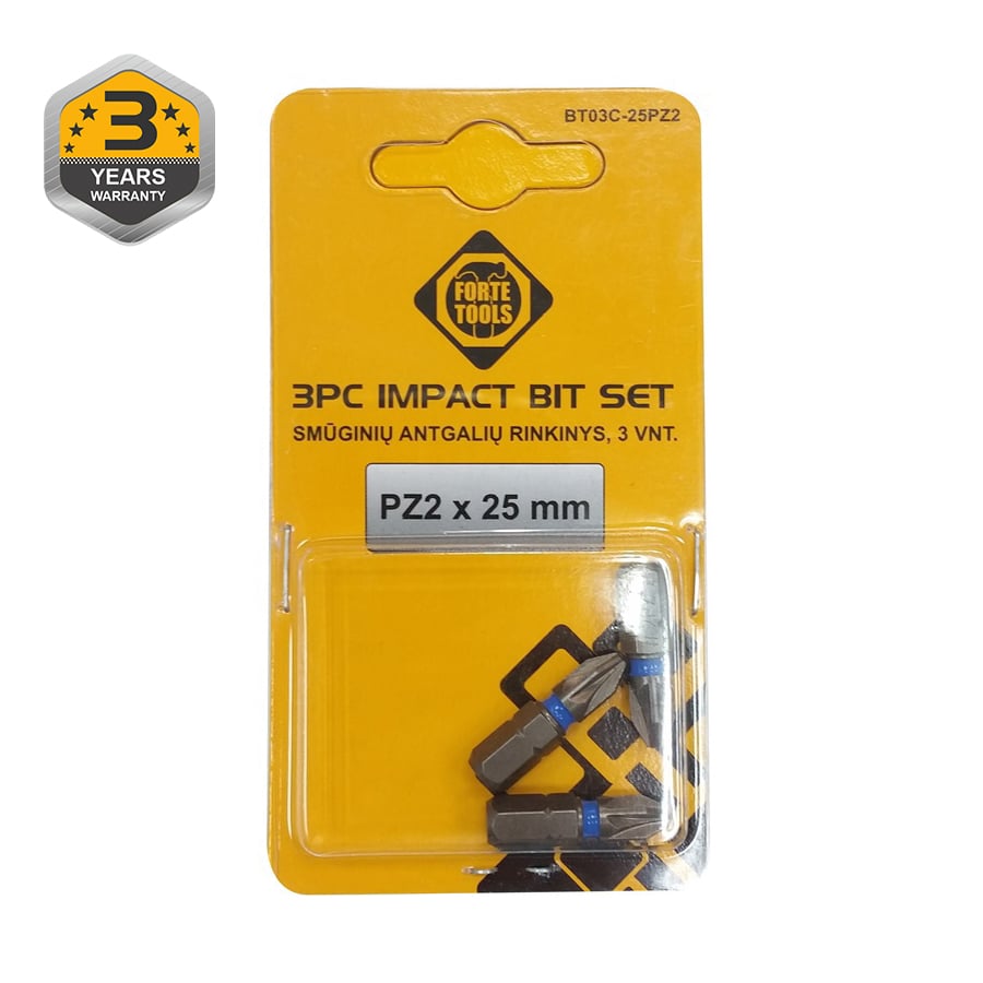 SCREWDRIVER TIPS PZ2X25MM 3PCS.