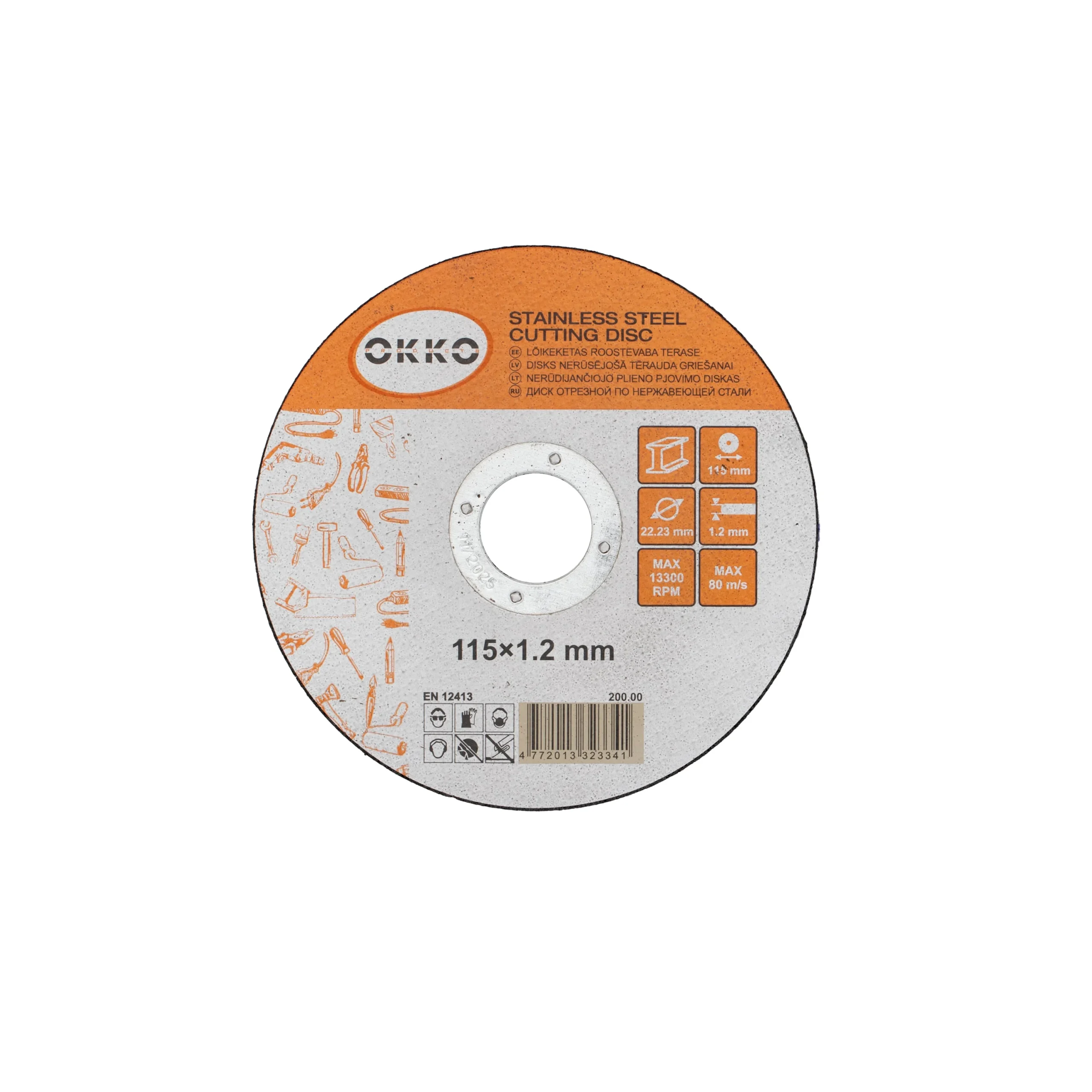 SPINNING TIRE DOESN'T RUST. FOR STEEL 115X1.2 OKKO