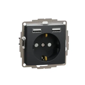 K-JACK С ЗАЗЕМЛЕНИЕМ 2XUSB АНТРАЦИТОВЫЙ