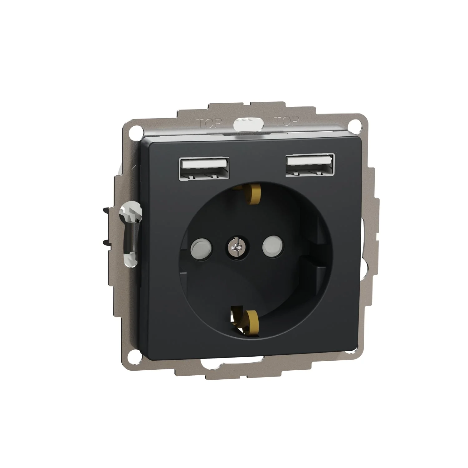 K-JACK С ЗАЗЕМЛЕНИЕМ 2XUSB АНТРАЦИТОВЫЙ