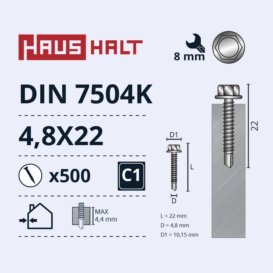 САМОРЕЗ 4,8X22 DIN7504K ZN (500)
