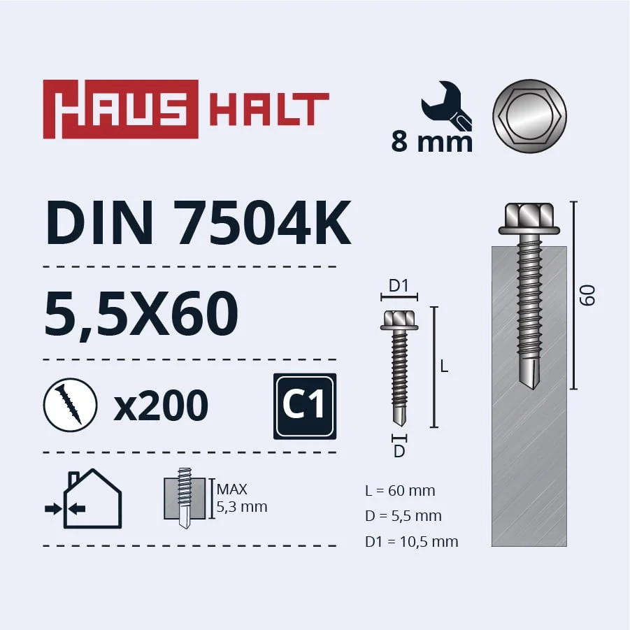 SELF-TAPPING SCREW 5.5X60 DIN7504K ZN(200)