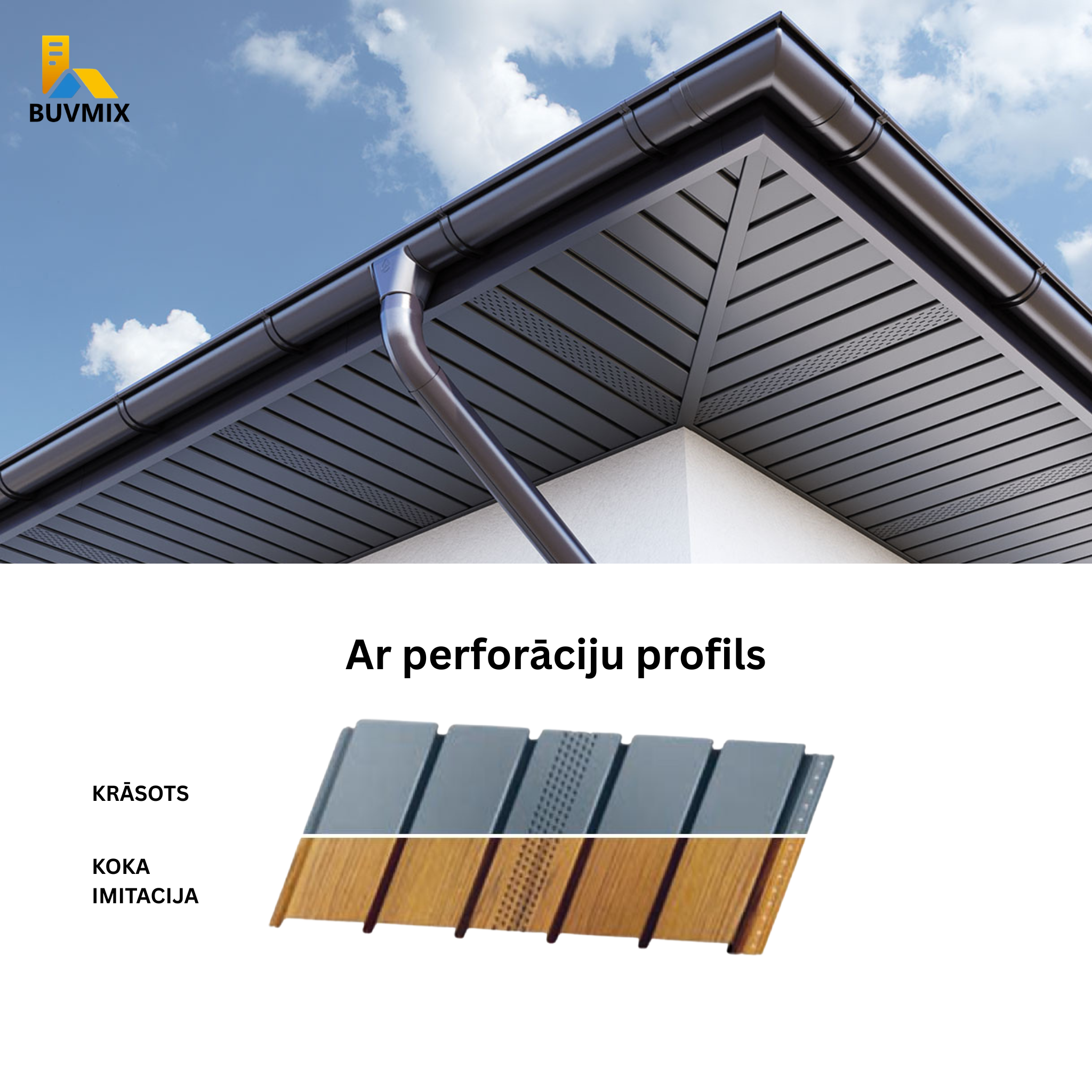 Metāla sofīti BudMat ar perforāciju 0.5mm (1,518m2) 3m