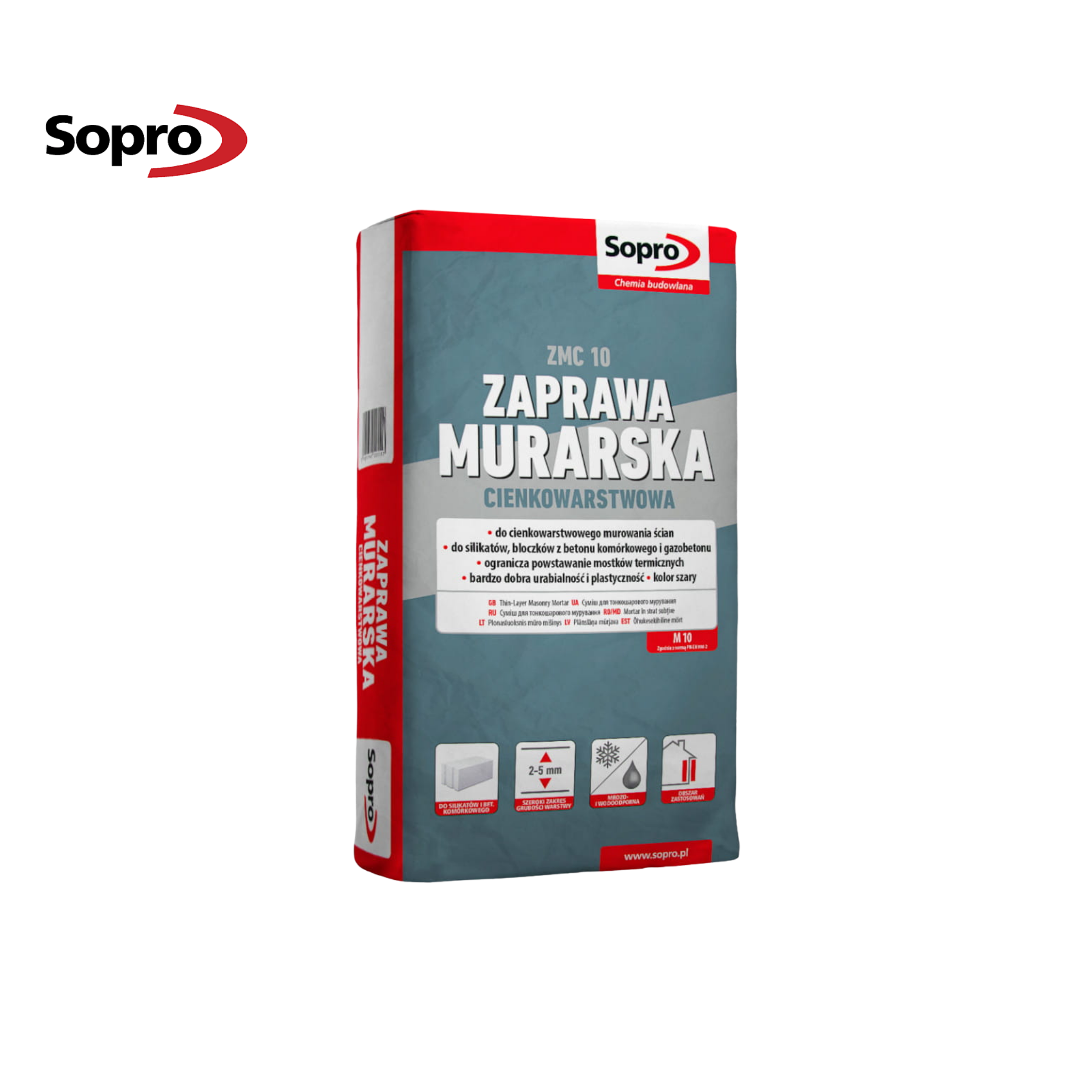 ZMC 10 - mūrjava pelēka Sopro 25kg 40gab/paletē.