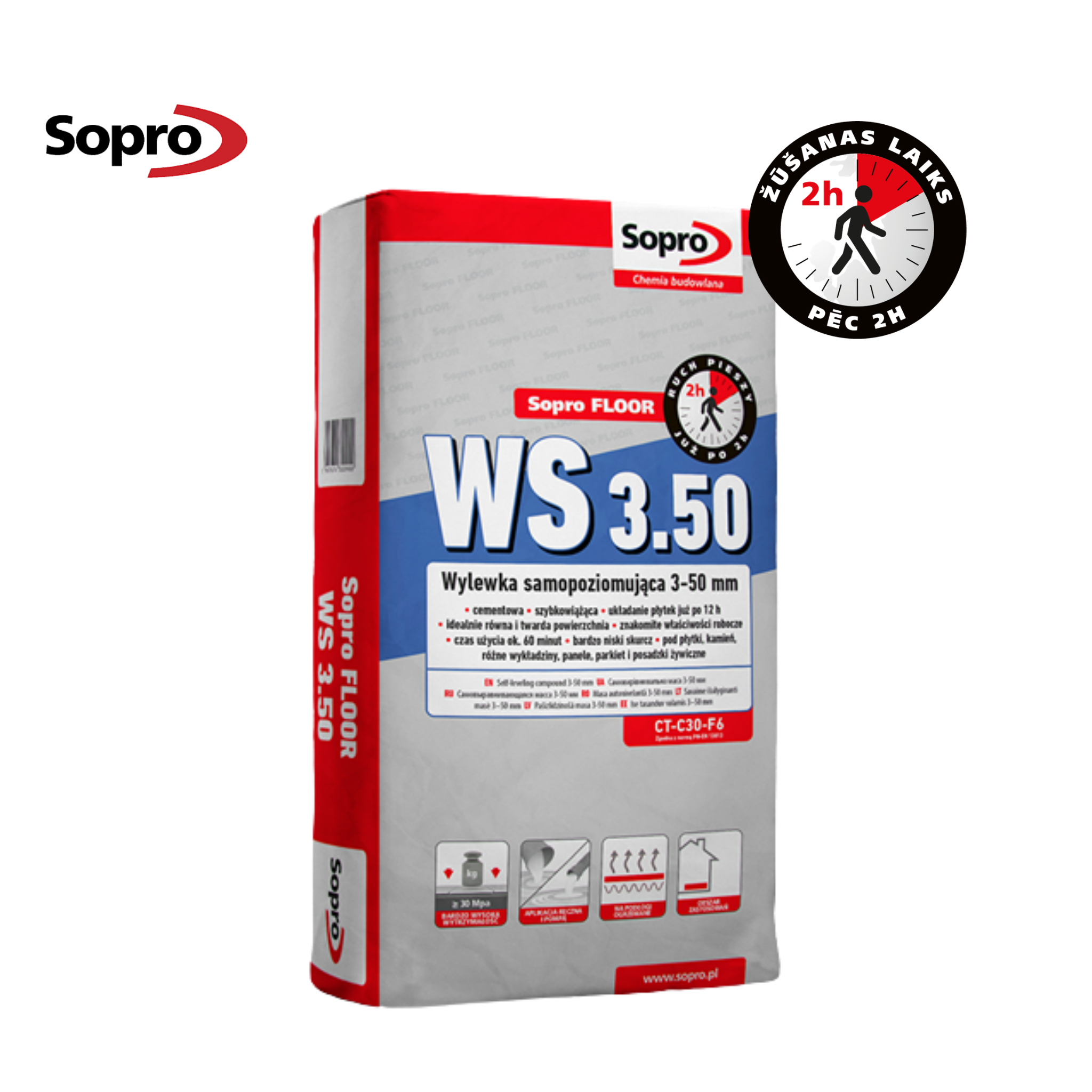 Sopro 290 FLOOR WS 3.50 - Pašizlīdzinošais grīdas maisījums 3-50 mm , 25kg.