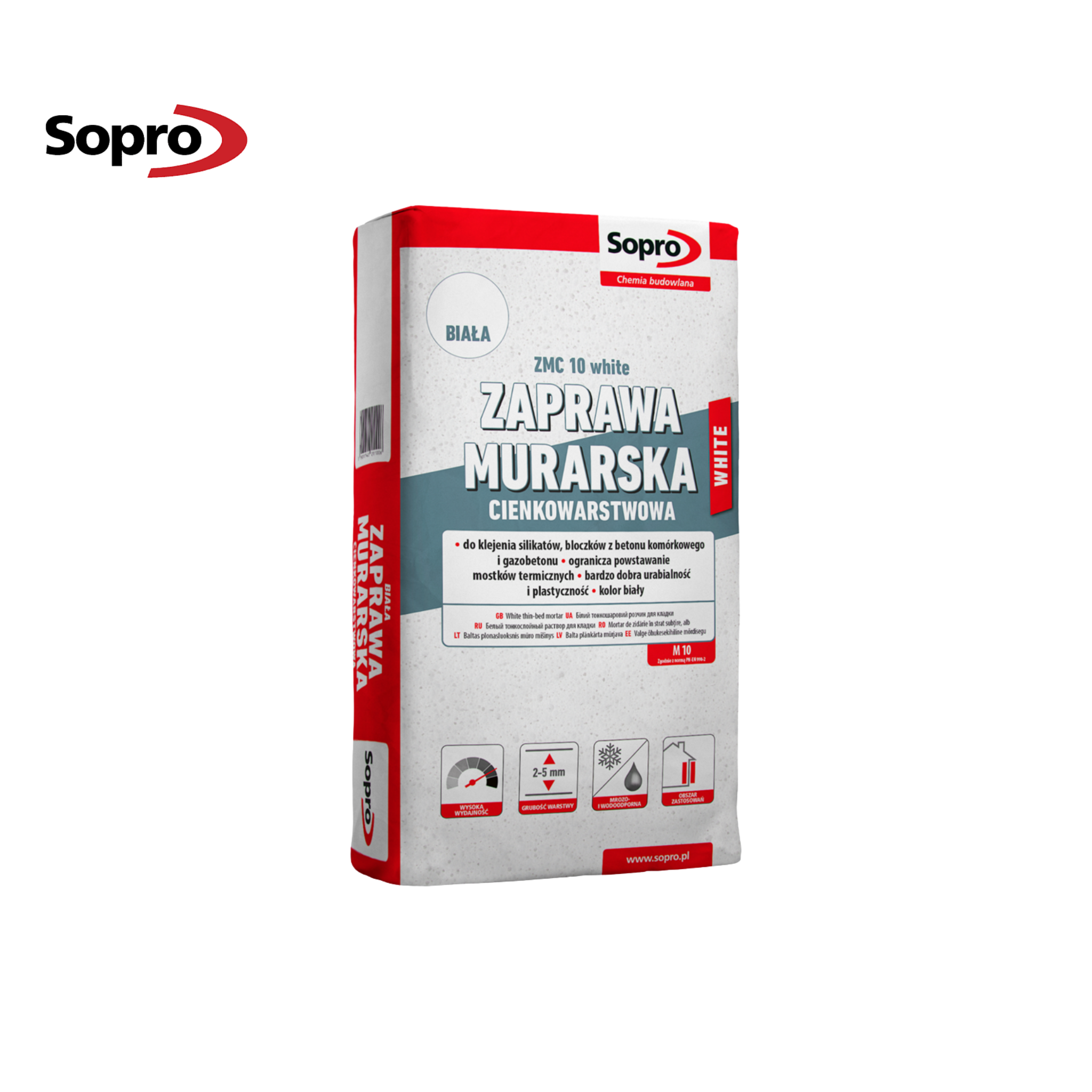 ZMC 10 - mūrjava balta Sopro 25kg, 40gab/paletē.